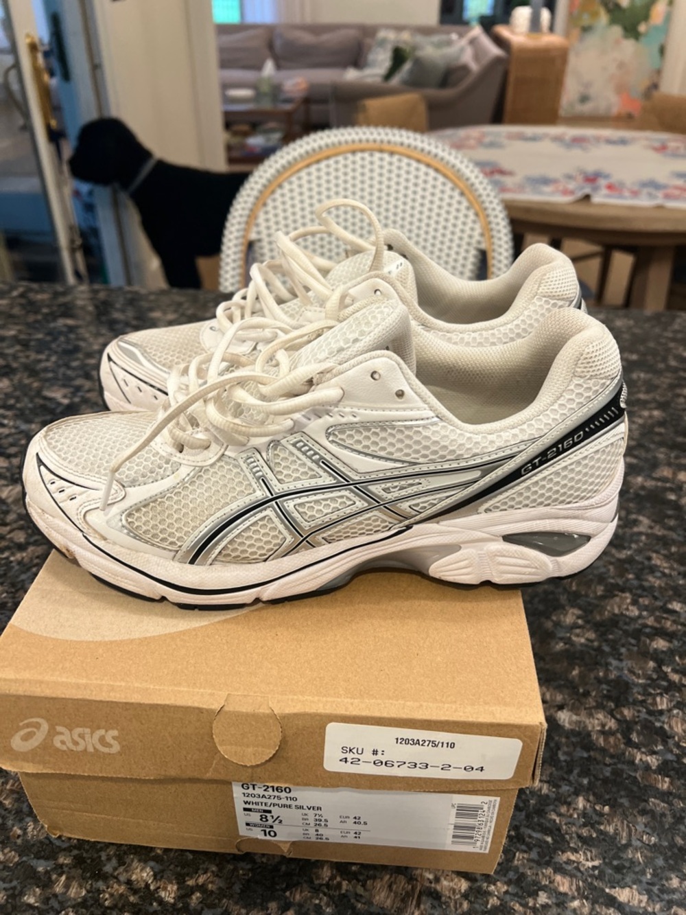 Asics unisex White and Silver GT-2160 Running Sneakers. With box. Like new
